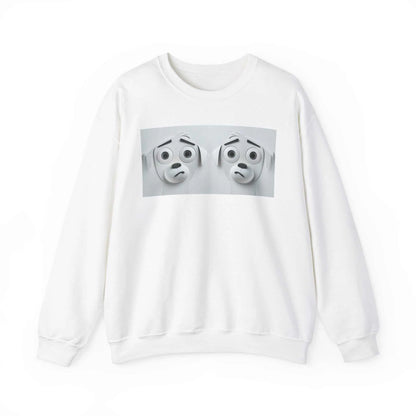 Sarcastic Dog Face 3D Sweatshirt in white, featuring a unique dog design, made from a cozy cotton-polyester blend.