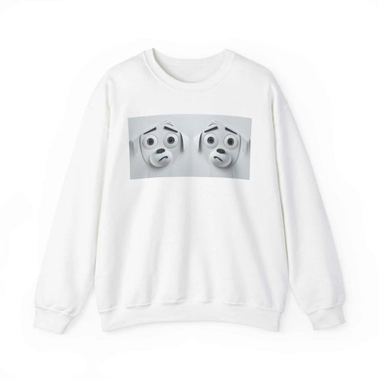 Sarcastic Dog Face 3D Sweatshirt in white, featuring a unique dog design, made from a cozy cotton-polyester blend.