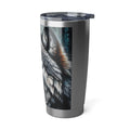 Vagabond Wolf 20oz Tumbler with vibrant wolf design, insulated travel mug for adventurers.