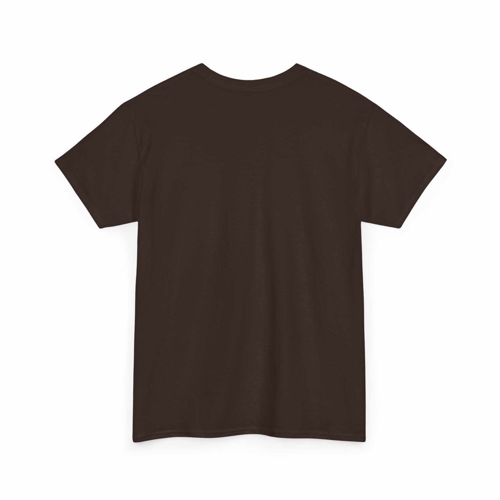Unisex heavy cotton tee in brown, featuring durable crew neckline and classic fit, made with 100% US-sourced cotton.