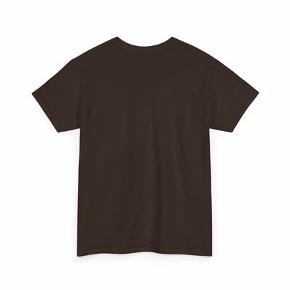 Unisex heavy cotton tee in brown, featuring durable crew neckline and classic fit, made with 100% US-sourced cotton.