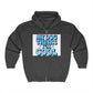 Unisex Heavy Blend™ Full Zip Hooded Sweatshirt with "My Dog Thinks I'm Cool" design, featuring soft fleece and a classic fit.