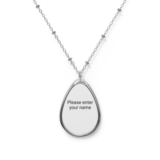 Personalized Oval Necklace - Custom Engraved Name Pendant