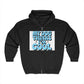 Unisex Heavy Blend™ Full Zip Hooded Sweatshirt with "My Dog Thinks I'm Cool" design on front.