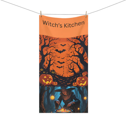 Halloween Kitchen Towel, Witch's Kitchen Decor, Spooky Cooking Towel, Fall Kitchen Accessories, Pumpkin Themed Towel