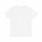 Unisex jersey short sleeve tee in white, back view.
