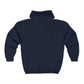 Unisex Heavy Blend™ Full Zip Hooded Sweatshirt in navy blue, back view showing classic fit and medium-heavy fabric.