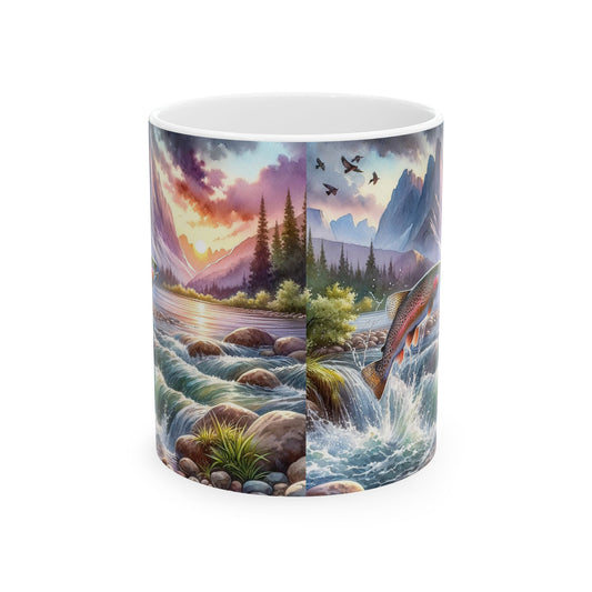 Nature Scene Ceramic Mug - Perfect Gift for Adventurers, Coffee Lovers, Outdoor Enthusiasts, Cozy Mornings, and Camping Trips
