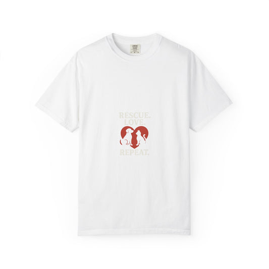Dog Lover Unisex T-shirt - 'Rescue | Repeat' Shirt for Animal Rights Advocates, Gifts for Pet Owners, Casual Wear, Eco-Friendly Fashion - Toddcraft