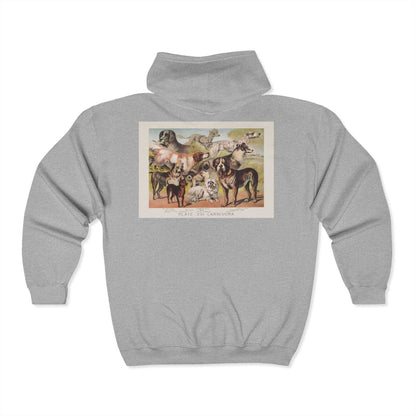 Artistic animal print hoodie with cozy unisex zip, perfect gift for art lovers and casual wear.