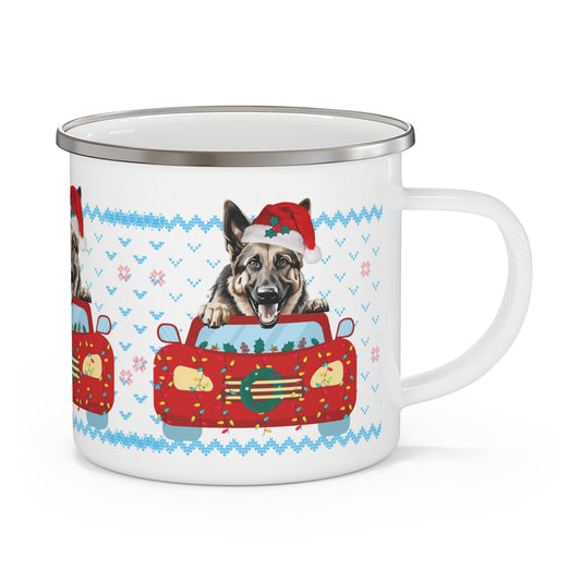 Holiday Dog Christmas Enamel Camping Mug, Dog Lover Gift, Festive Camping Mug, Cute Pet Mug, Christmas Decor