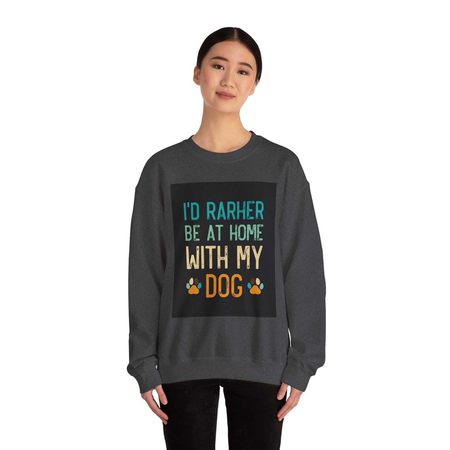Unisex Heavy Blend™ Crewneck Sweatshirt with dog-themed design, cozy fit suitable for colder months.