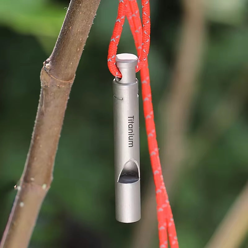 Titanium Emergency Whistle with Lanyard Outdoor Camping Exploring Portable Loud Survival Whistle Ultralight Edc Tools