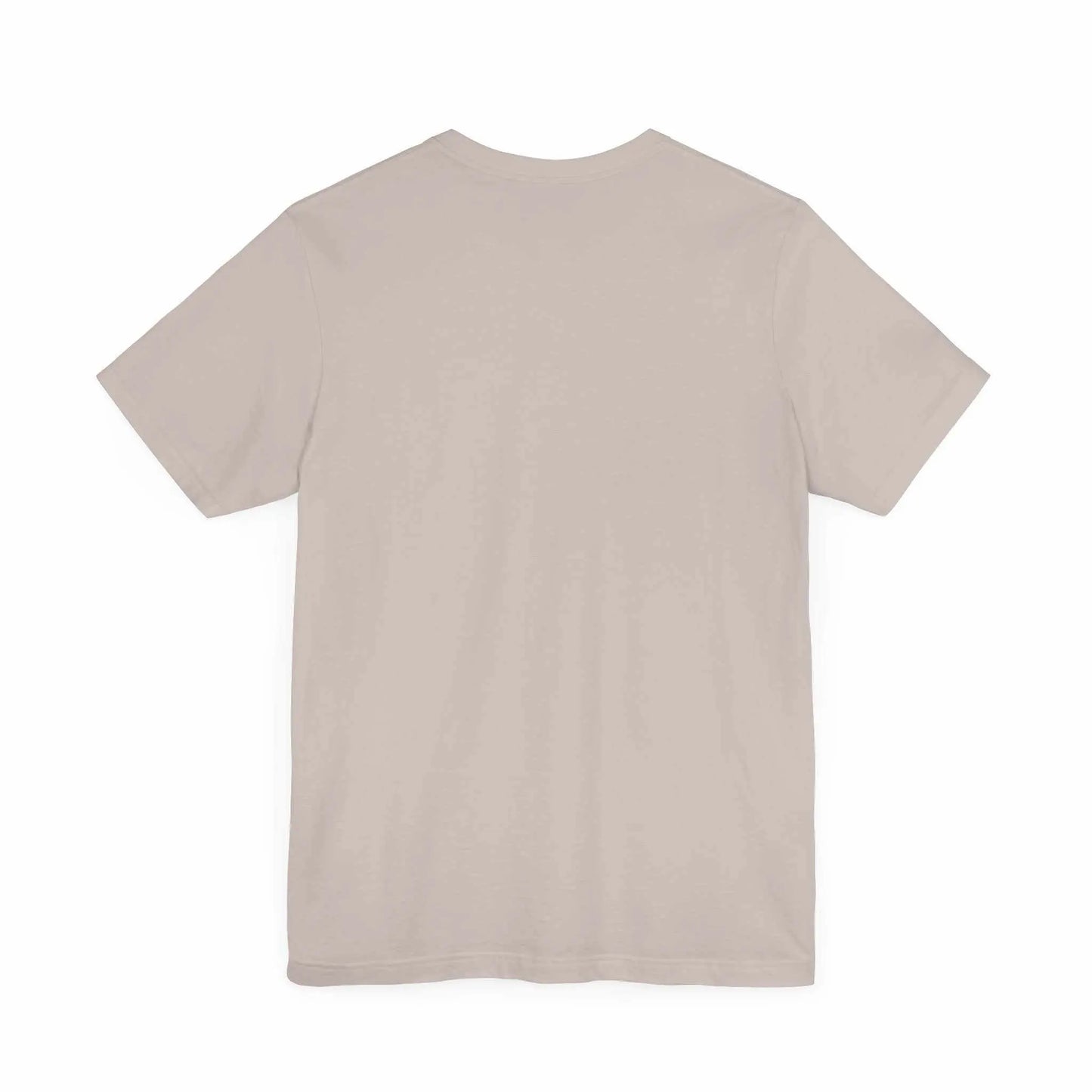Unisex jersey short sleeve tee in light gray, classic fit, ribbed knit collar.