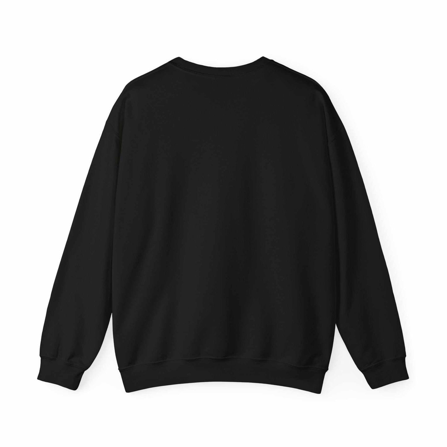 Unisex Heavy Blend Crewneck Sweatshirt in black, back view, medium-heavy fabric blend for comfort and durability.