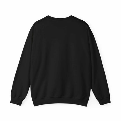 Unisex Heavy Blend Crewneck Sweatshirt in black, back view, medium-heavy fabric blend for comfort and durability.