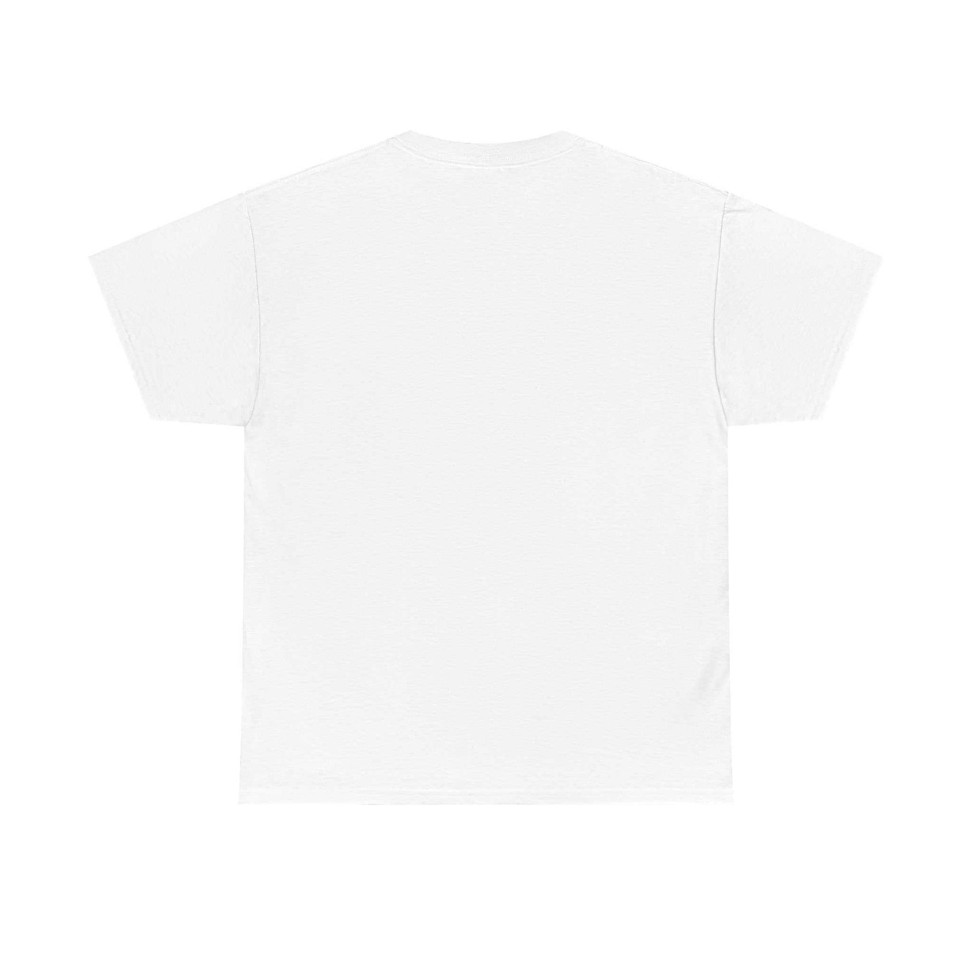 Unisex heavy cotton tee, white, classic fit, crew neckline, 100% US cotton.