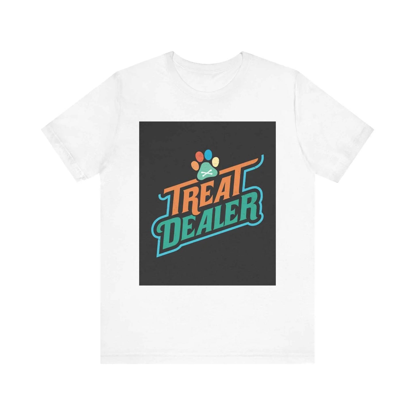 Unisex jersey short sleeve tee with 'Treat Dealer' graphic, soft cotton fabric.