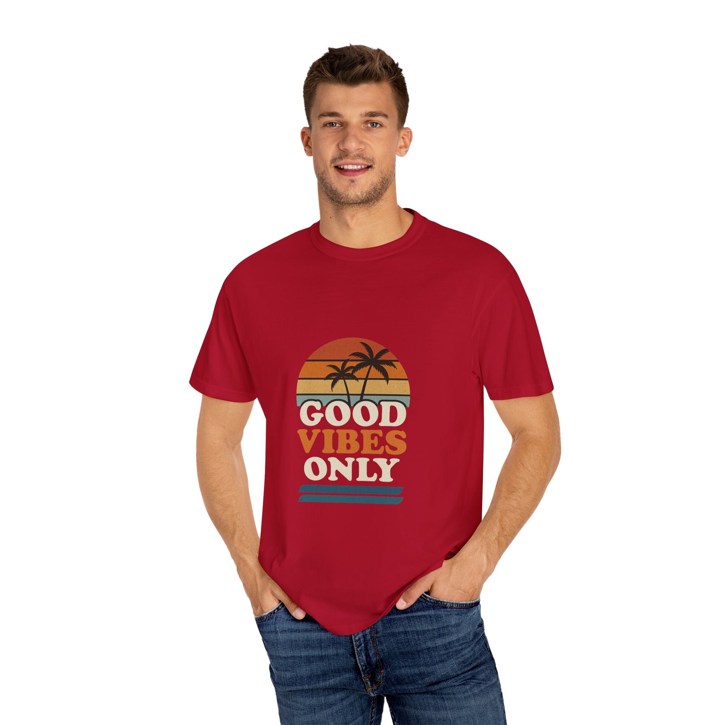 Good Vibes Only Garment-Dyed T-Shirt for Summer Fun, Casual Party Wear, Beach Vibes, Travel Essential, Gift for Friends - Toddcraft
