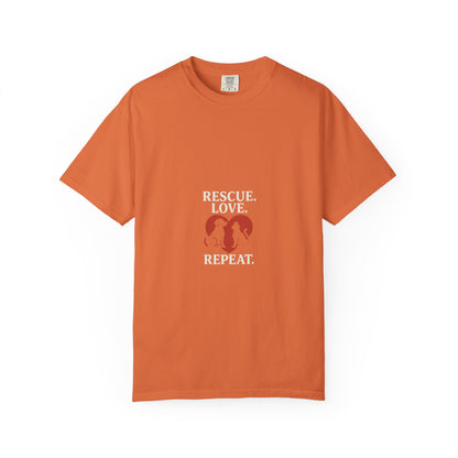 Dog Lover Unisex T-shirt - 'Rescue | Repeat' Shirt for Animal Rights Advocates, Gifts for Pet Owners, Casual Wear, Eco-Friendly Fashion - Toddcraft