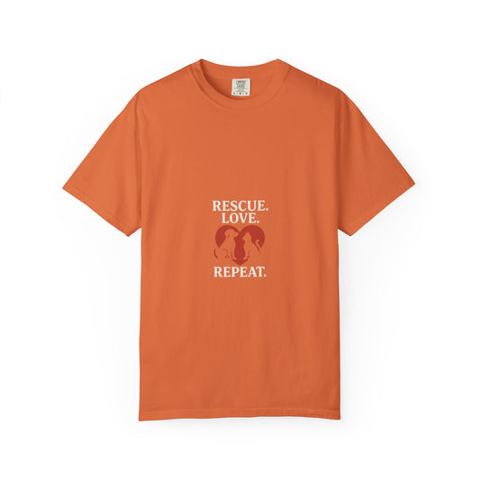 Dog Lover Unisex T-shirt - 'Rescue | Repeat' Shirt for Animal Rights Advocates, Gifts for Pet Owners, Casual Wear, Eco-Friendly Fashion - Toddcraft
