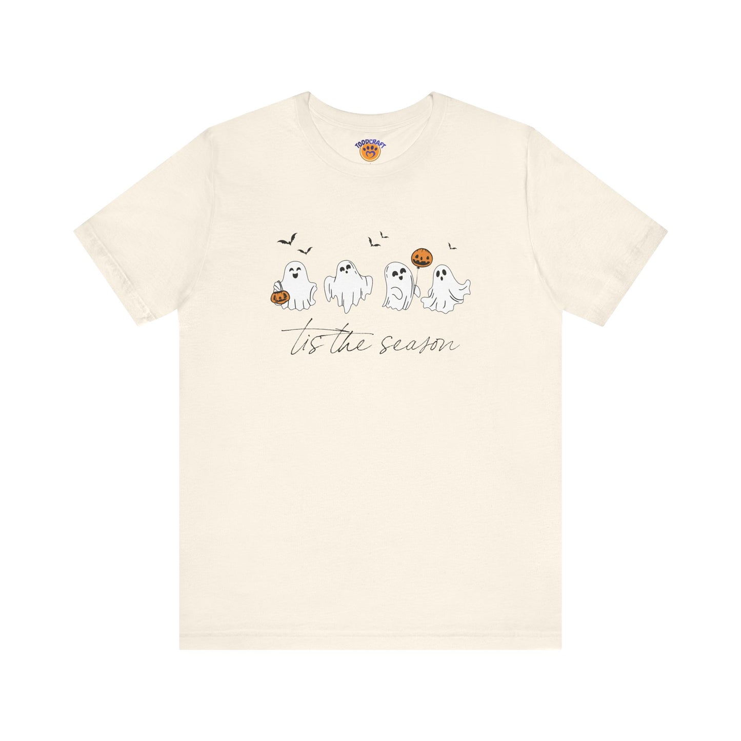 Ghostly Autumn Vibes Tee, Halloween T-Shirt, Unisex Pumpkin Shirt, Fall Ghost Design Tee, Seasonal Cute Graphic Top - Toddcraft