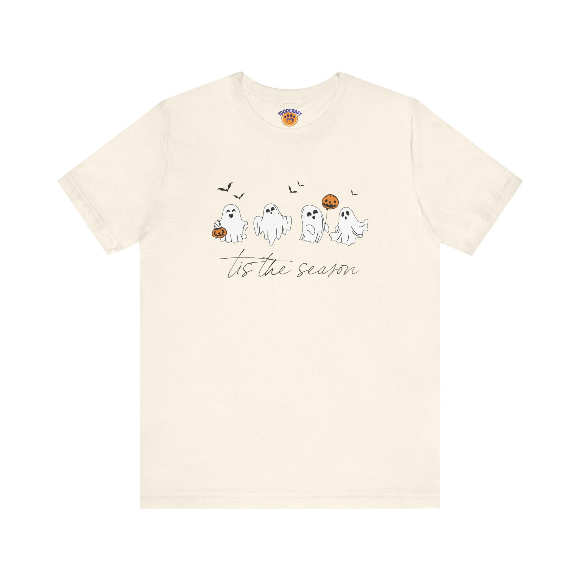 Ghostly Autumn Vibes Tee, Halloween T-Shirt, Unisex Pumpkin Shirt, Fall Ghost Design Tee, Seasonal Cute Graphic Top - Toddcraft