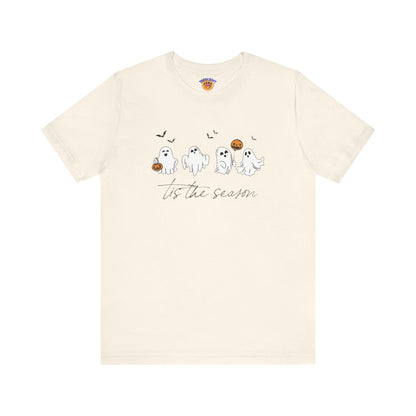 Ghostly Autumn Vibes Tee, Halloween T-Shirt, Unisex Pumpkin Shirt, Fall Ghost Design Tee, Seasonal Cute Graphic Top - Toddcraft