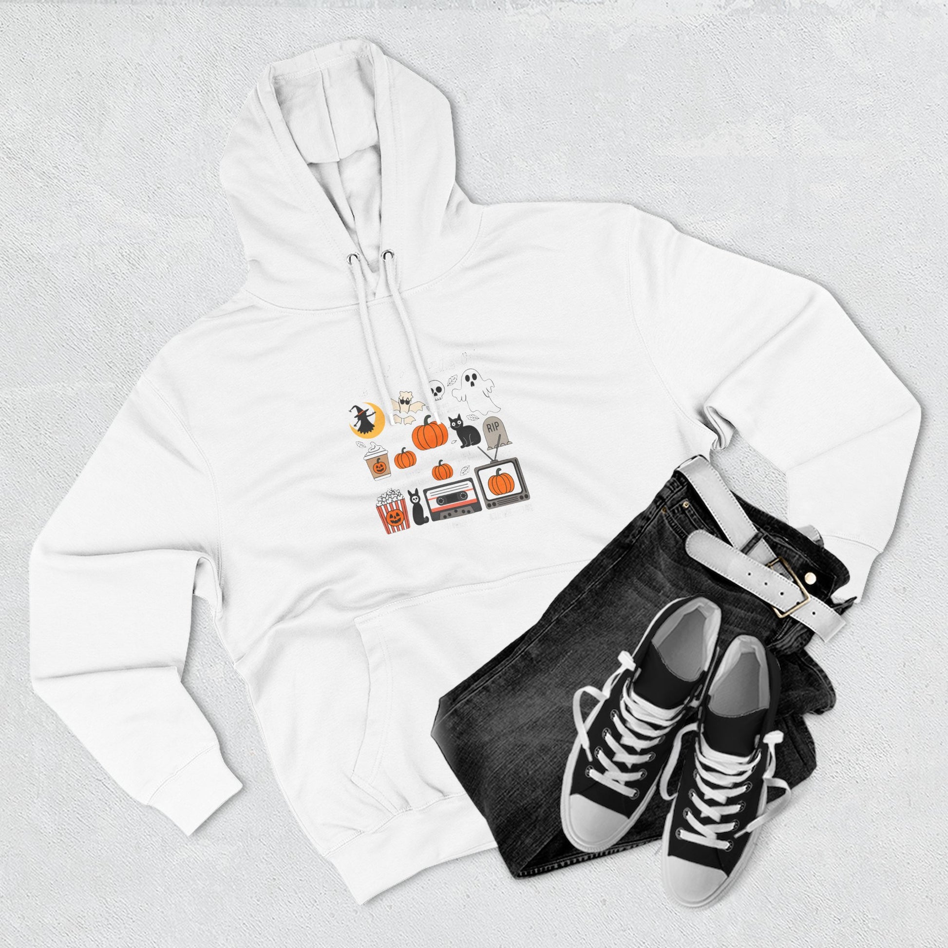 Halloween Three-Panel Fleece Hoodie, Cozy Fall Apparel, Spooky Season Sweatshirt, Ghostly Hoodie, Pumpkin Outfit - Toddcraft