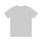 Unisex Jersey Short Sleeve Tee in light gray, breathable cotton fabric, back view.
