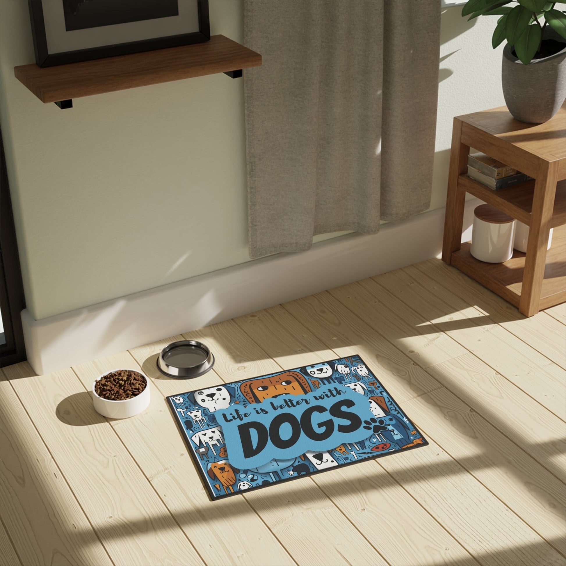 Pet Mat (18" x 24") with Non-Slip Backing and Full-Color Design for Dogs and Cats