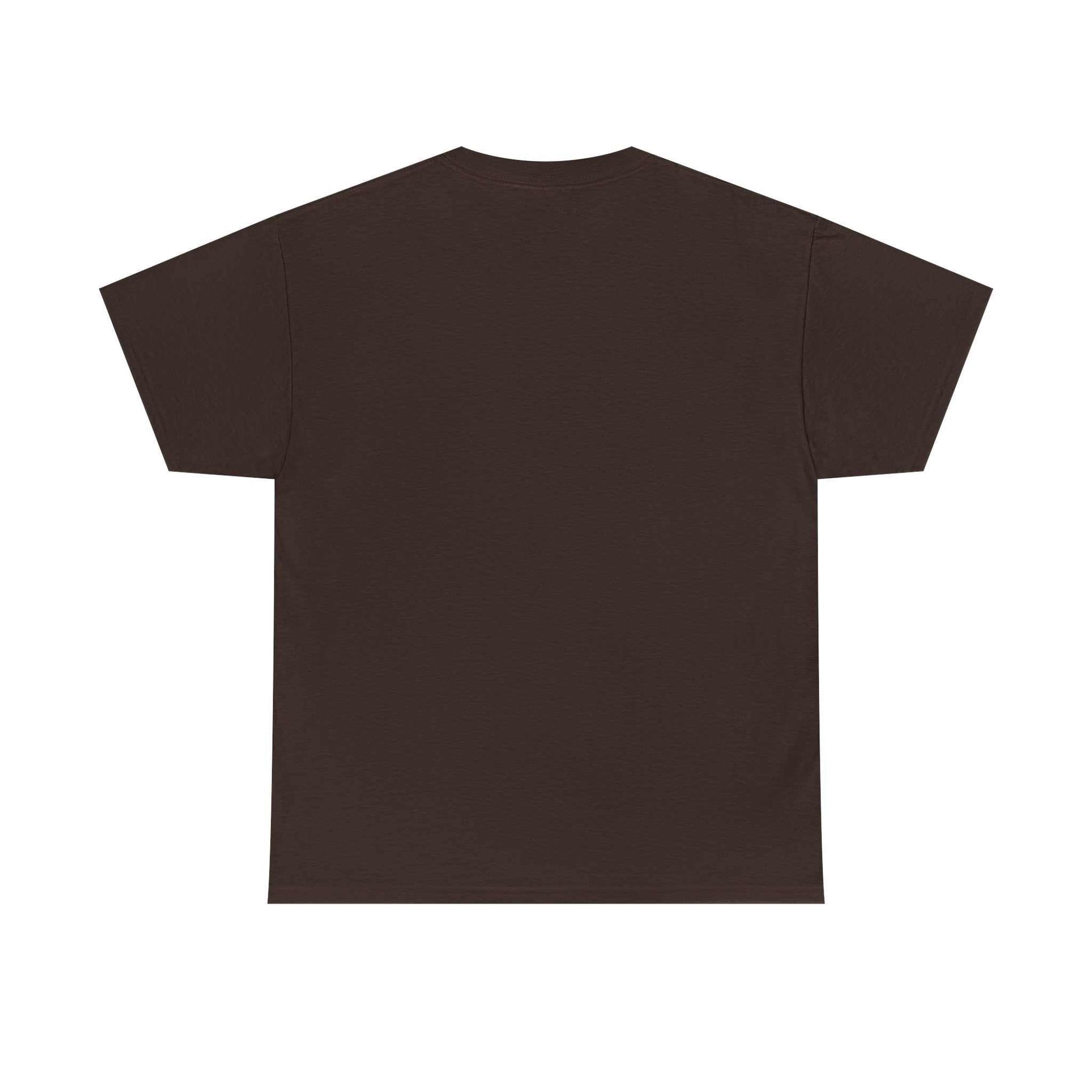 Unisex heavy cotton tee in dark brown, classic fit with durable fabric.