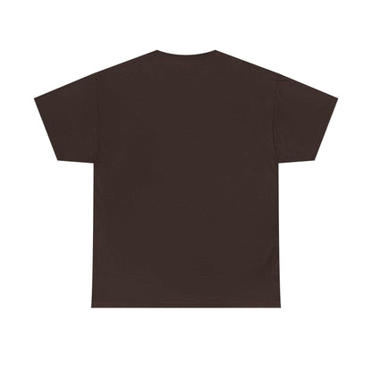 Unisex heavy cotton tee in dark brown, classic fit with durable fabric.