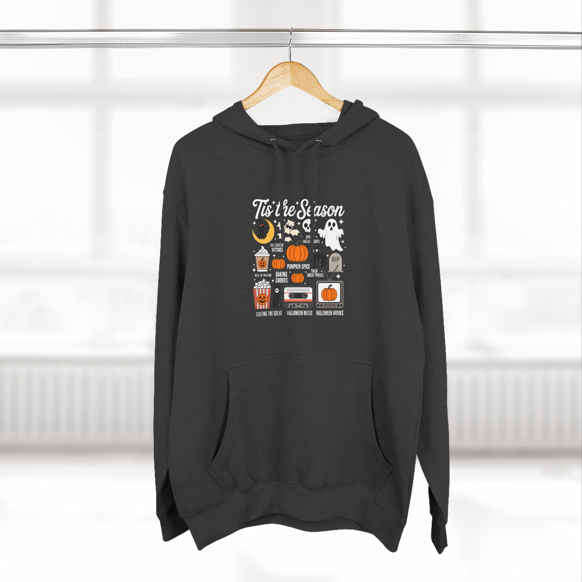 Halloween Three-Panel Fleece Hoodie, Cozy Fall Apparel, Spooky Season Sweatshirt, Ghostly Hoodie, Pumpkin Outfit - Toddcraft