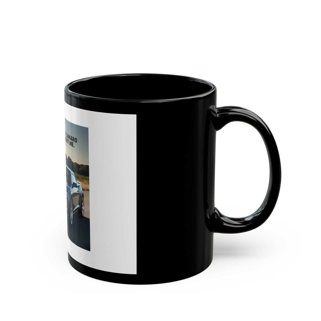 Camaro Lover's Black Mug with sleek design and Camaro image.