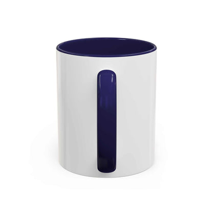 White ceramic coffee mug with colored interior and handle, 11oz size, "dog Dad" design.