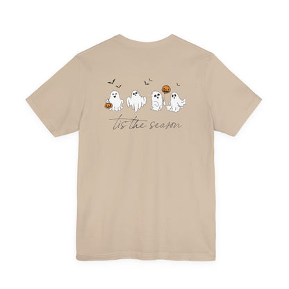 Ghostly Autumn Vibes Tee, Halloween T-Shirt, Unisex Pumpkin Shirt, Fall Ghost Design Tee, Seasonal Cute Graphic Top - Toddcraft