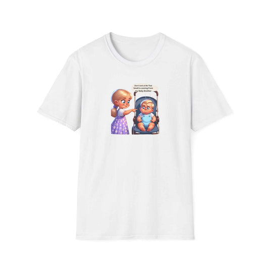 Unisex Softstyle T-Shirt with cartoon print, made from soft 100% ring-spun cotton for comfort and durability.