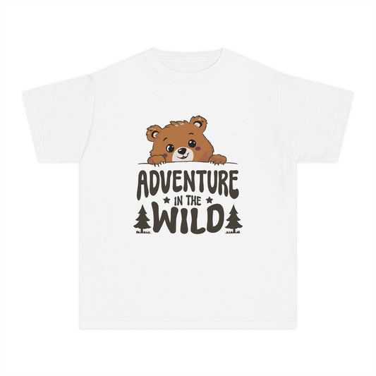 Adventure in the Wild Youth Tee, Cute Bear Graphic T-Shirt, Kids Outdoor Play Shirt, Nature Lover Gift, Perfect for Camping and Birthdays - Toddcraft