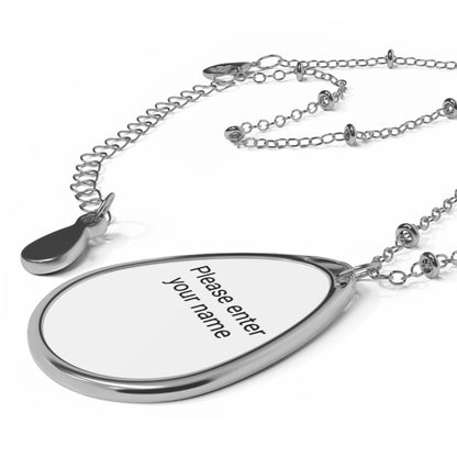 Personalized Oval Necklace - Custom Engraved Name Pendant