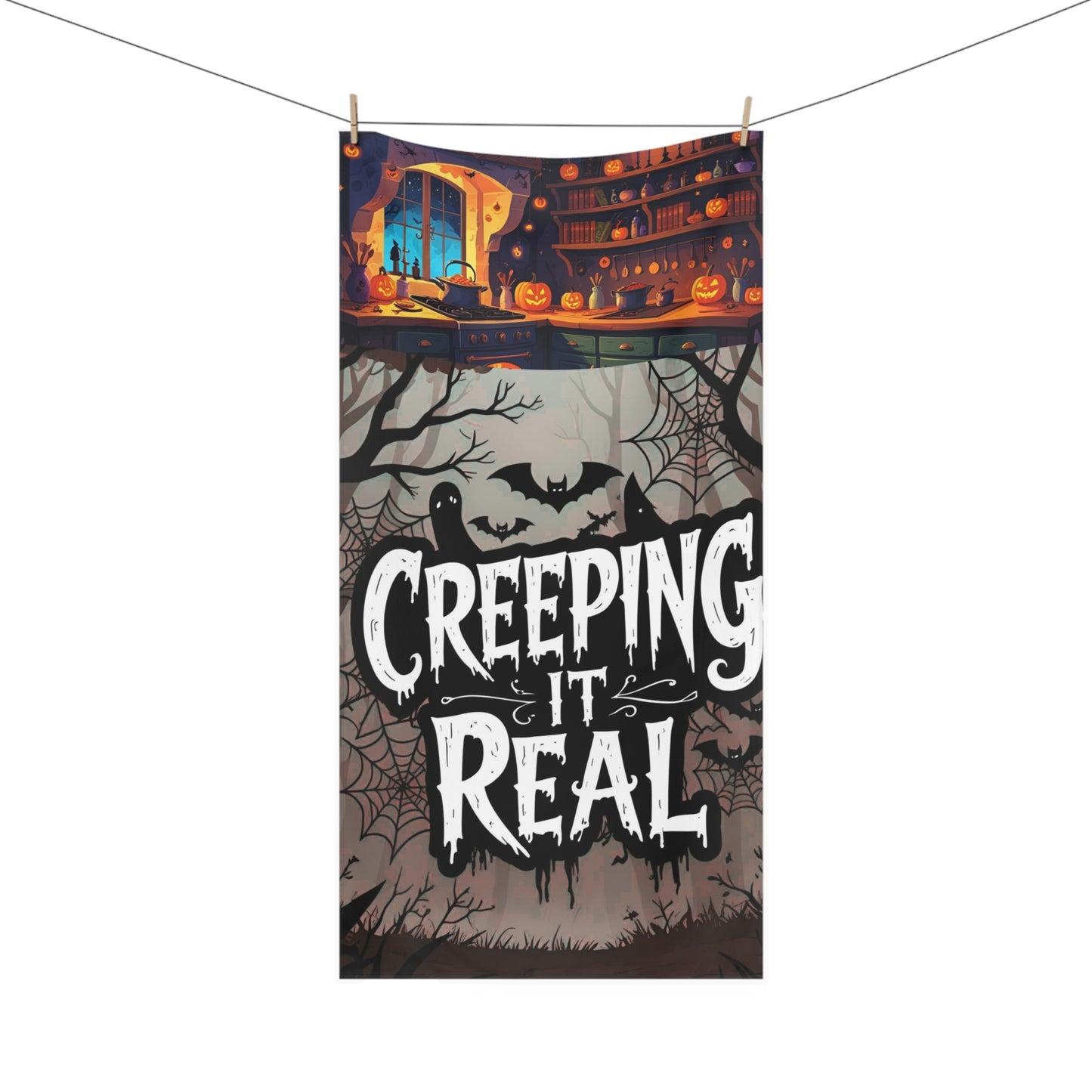 Halloween-Themed Towel, Creeping It Real, Spooky Decor, Bathroom Accents, Fall Celebrate Festivities, Cozy Home
