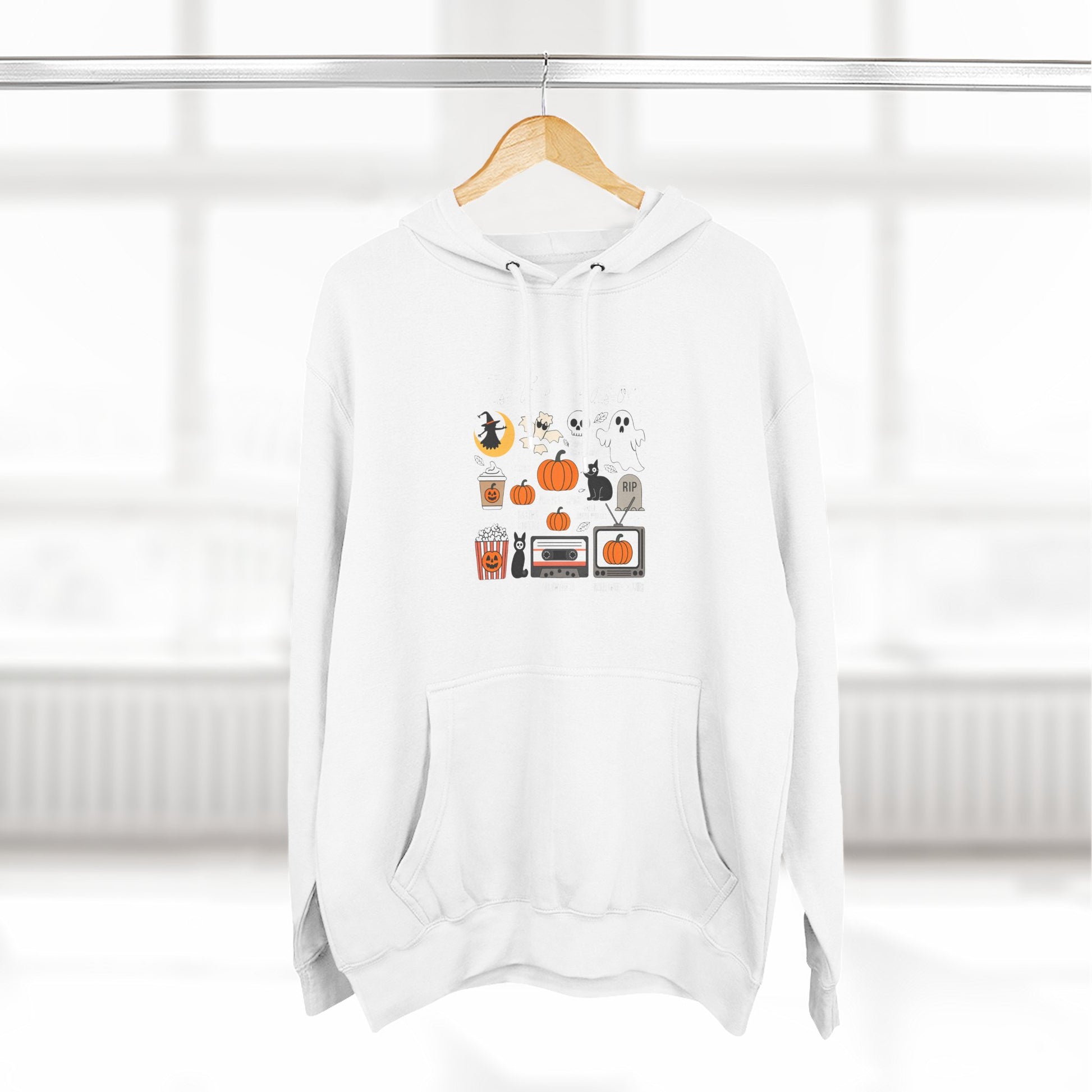 Halloween Three-Panel Fleece Hoodie, Cozy Fall Apparel, Spooky Season Sweatshirt, Ghostly Hoodie, Pumpkin Outfit - Toddcraft