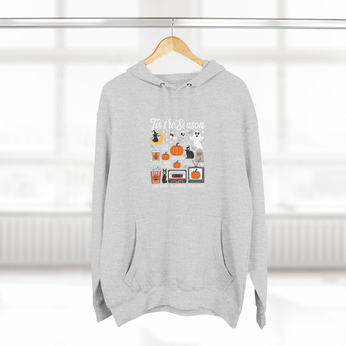 Halloween Three-Panel Fleece Hoodie, Cozy Fall Apparel, Spooky Season Sweatshirt, Ghostly Hoodie, Pumpkin Outfit - Toddcraft