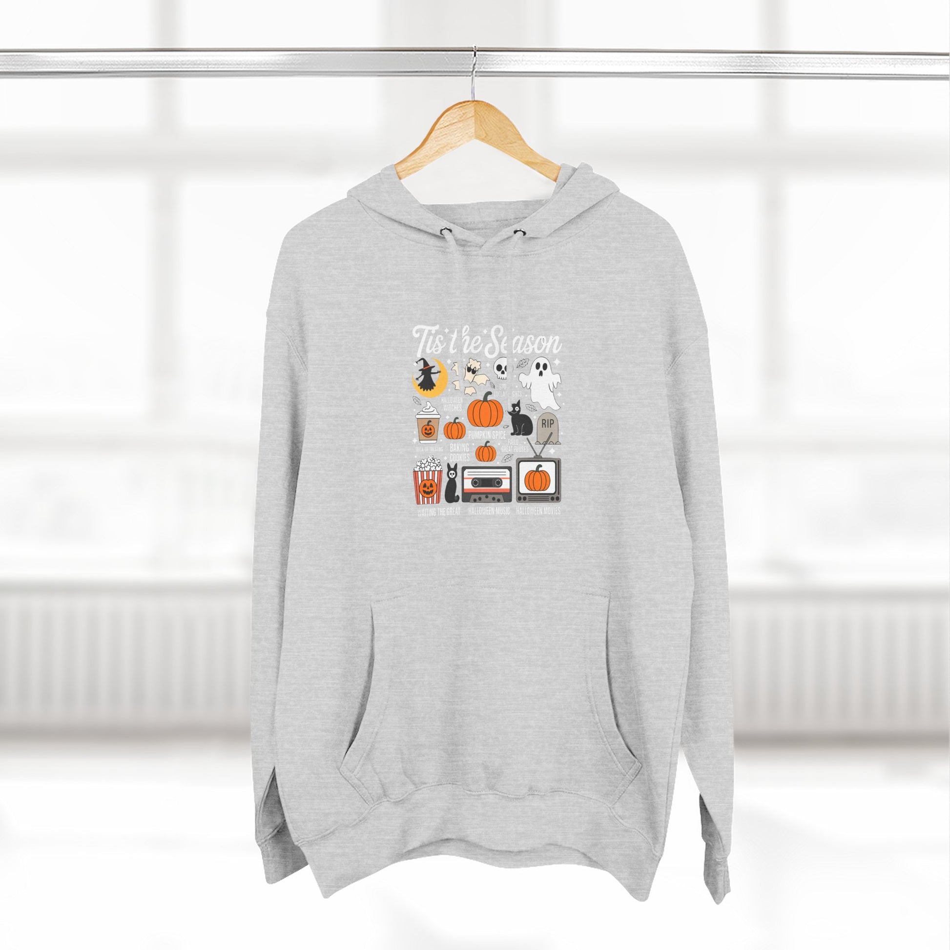 Halloween Three-Panel Fleece Hoodie, Cozy Fall Apparel, Spooky Season Sweatshirt, Ghostly Hoodie, Pumpkin Outfit - Toddcraft