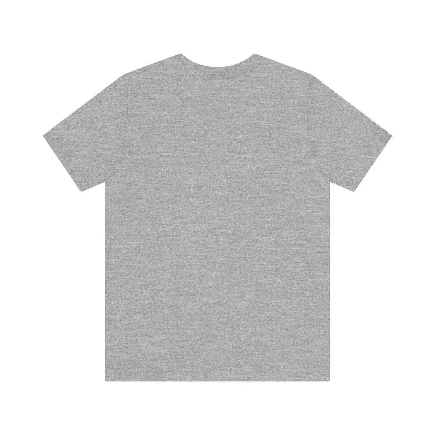 Unisex jersey short sleeve tee in gray, featuring ribbed knit collars and a classic crew neckline.