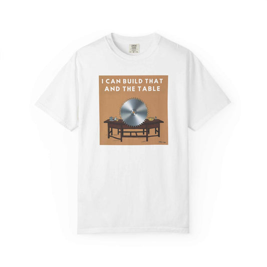 Unisex garment-dyed t-shirt with printed design, 100% ring-spun cotton, relaxed fit.