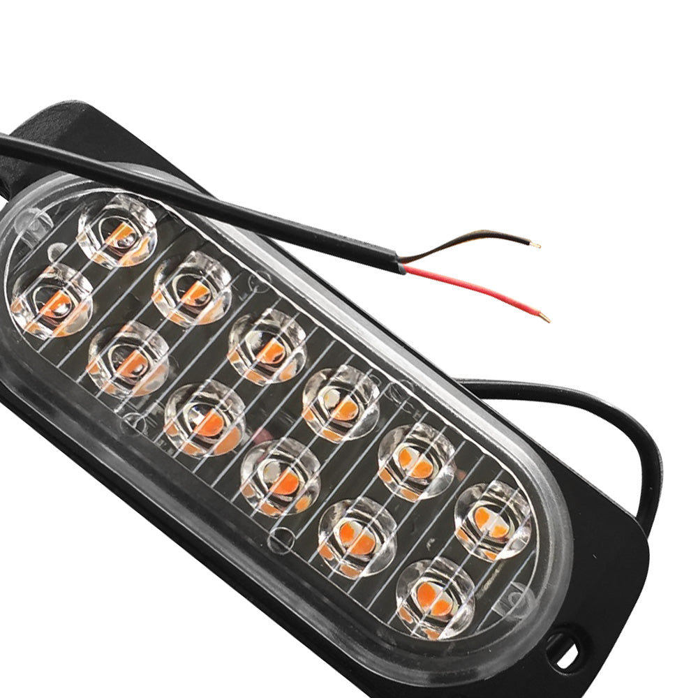 12 LED Strobe Light Emergency Warning Beacon White Amber 12V/24V-2