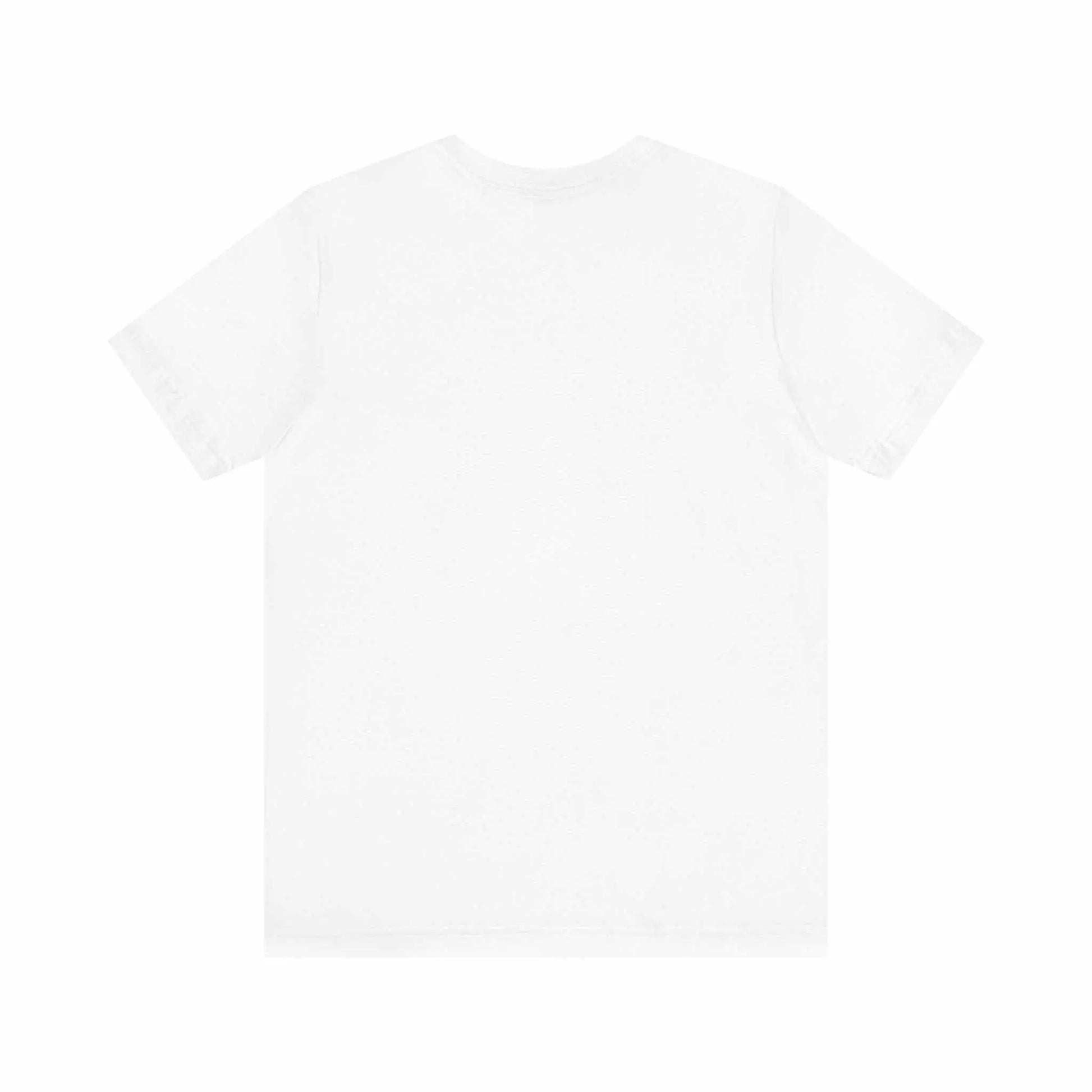 Unisex jersey short sleeve tee in white, showcasing the back view with a classic crew neckline.