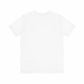Unisex jersey short sleeve tee in white, showcasing the back view with a classic crew neckline.