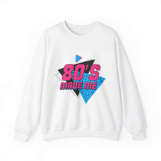 80s Made Me sweatshirt with retro design, unisex heavy blend crewneck, polyester-cotton mix.